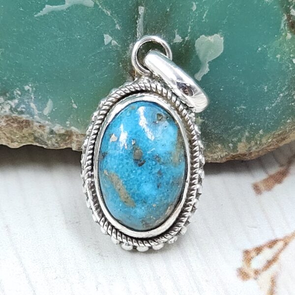 Morenci Turquoise 1" 925 Sterling Silver Pendant (REXT45-52)
