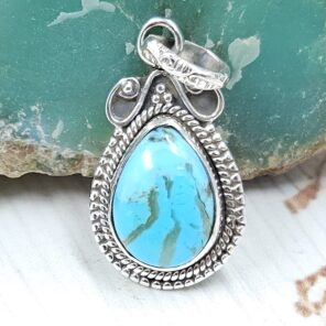 Mohave Turquoise 1" 925 Sterling Silver Pendant (RS7-252)