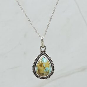Kingman Turquoise 1" 925 Sterling Silver Pendant (RS7-223)