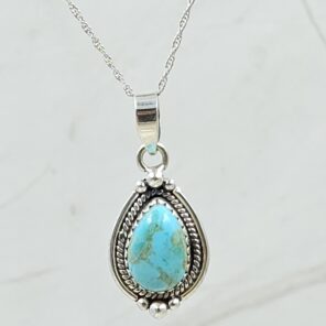 Mohave Turquoise 1" 925 Sterling Silver Pendant (RS7-233)