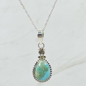Mohave Turquoise 1" 925 Sterling Silver Pendant (RS7-237)