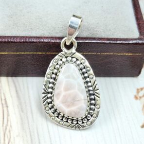 Pink Larimar 1" 925 Sterling Silver Pendant (RS47-73)