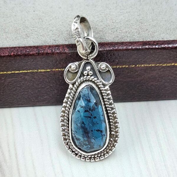 Teal Kyanite 1" 925 Sterling Silver Pendant (RS34-118)