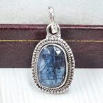 Teal Kyanite 0.75" 925 Sterling Silver Pendant (RS34-122)