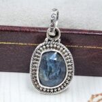 Teal Kyanite 0.75" 925 Sterling Silver Pendant (RS34-129)