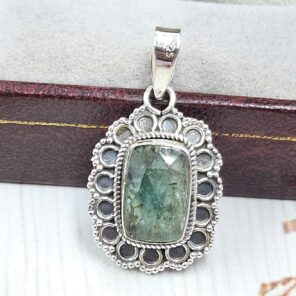 Green Kyanite 1" 925 Sterling Silver Pendant (RS34-58)