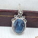 Teal Kyanite 0.75" 925 Sterling Silver Pendant (RS34-135)