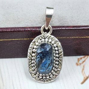 Teal Kyanite 1" 925 Sterling Silver Pendant (RS34-163)