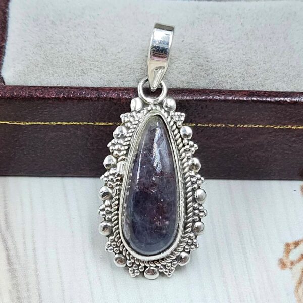 Iolite sunstone 1.25" 925 Sterling Silver Pendant (RS34-227)