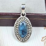 Teal Kyanite 1" 925 Sterling Silver Pendant (RS34-184)