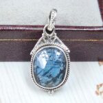 Teal Kyanite 0.75" 925 Sterling Silver Pendant (RS34-187)