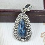 Teal Kyanite 1.25" 925 Sterling Silver Pendant (RS34-190)