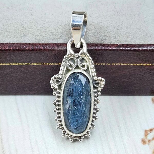 Teal Kyanite 1" 925 Sterling Silver Pendant (RS34-201)