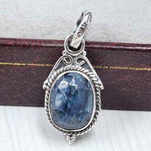 Teal Kyanite 1" 925 Sterling Silver Pendant (RS34-216)