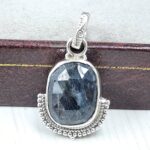 Teal Kyanite 0.75" 925 Sterling Silver Pendant (RS34-218)
