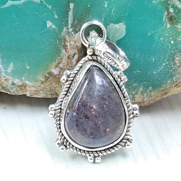 Iolite sunstone 0.75" 925 Sterling Silver Pendant (RS34-230)