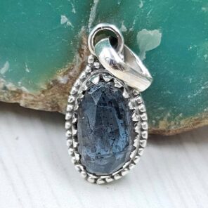 Teal Kyanite 0.75" 925 Sterling Silver Pendant (RS34-221)
