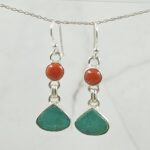 Coral & Kingman Turquoise 1.5" 925 Sterling Silver Earring (REXT110-25)