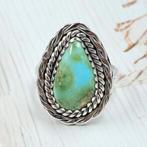 Sonoran Gold Turquoise Size US 8 925 Sterling Silver Ring (RS28-67)