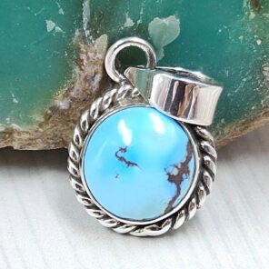 Golden Hills Turquoise 0.75" 925 Sterling Silver Pendant (REXT39-135)