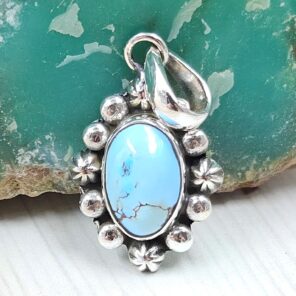 Golden Hills Turquoise 0.75" 925 Sterling Silver Pendant (REXT39-145)