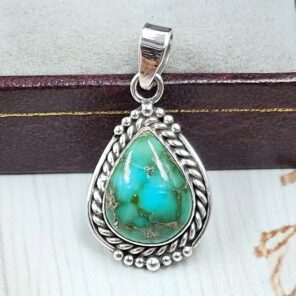 Sonoran Gold Turquoise 1" 925 Sterling Silver Pendant (REXT39-78)