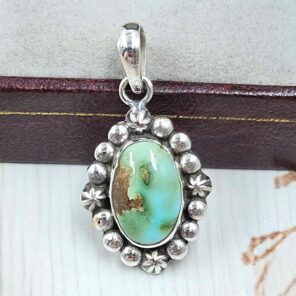 Sonoran Gold Turquoise 1" 925 Sterling Silver Pendant (REXT39-79)