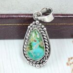Sonoran Gold Turquoise 1" 925 Sterling Silver Pendant (REXT39-82)