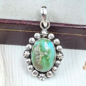 Sonoran Gold Turquoise 1" 925 Sterling Silver Pendant (REXT39-89)