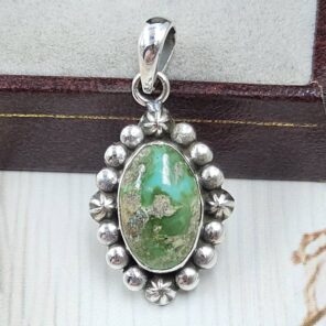 Sonoran Gold Turquoise 1.25" 925 Sterling Silver Pendant (REXT39-93)