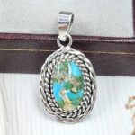 Sonoran Gold Turquoise 1" 925 Sterling Silver Pendant (REXT39-94)