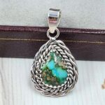Sonoran Gold Turquoise 1" 925 Sterling Silver Pendant (REXT39-95)