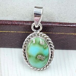 Sonoran Gold Turquoise 0.75" 925 Sterling Silver Pendant (REXT39-97)