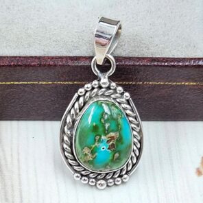 Sonoran Gold Turquoise 1" 925 Sterling Silver Pendant (REXT39-98)