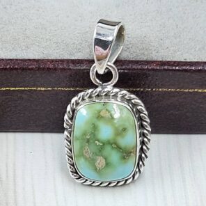 Sonoran Gold Turquoise 0.75" 925 Sterling Silver Pendant (REXT39-103)