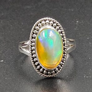 Ethiopian Opal Size US 8 925 Sterling Silver Ring (RS105-671)