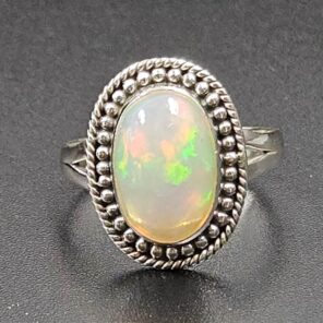 Ethiopian Opal Size US 8 925 Sterling Silver Ring (RS105-677)