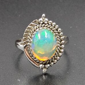 Ethiopian Opal Size US 8 925 Sterling Silver Ring (RS105-680)