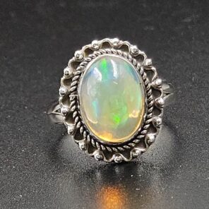 Ethiopian Opal Size US 9 925 Sterling Silver Ring (RS105-681)