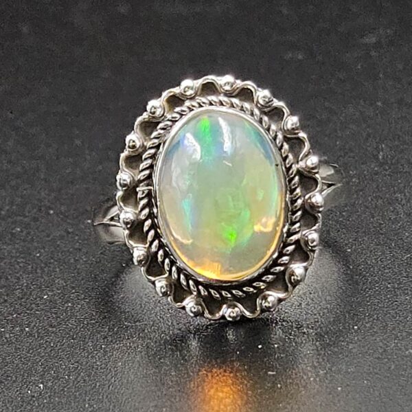 Ethiopian Opal Size US 9 925 Sterling Silver Ring (RS105-681)