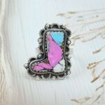 Boot Carved Cotton Candy Turquoise 925 Sterling Silver Ring  (RS113-442)