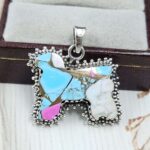 Sheep Carved Cotton Candy Turquoise 925 Sterling Silver Pendant (RS113-325)