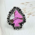 Spade Carved Cotton Candy Turquoise 925 Sterling Silver Ring  (RS113-436)