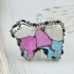 Cow Carved Cotton Candy Turquoise 925 Sterling Silver Ring  (RS113-443)