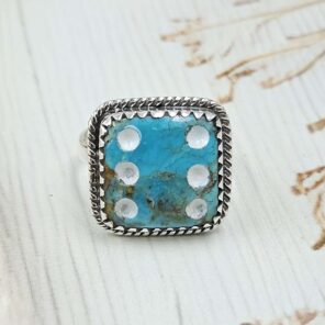 Mohave Dice Turquoise 925 Sterling Silver Ring  (RS113-400)