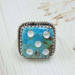 Mohave Dice Turquoise 925 Sterling Silver Ring  (RS113-399)