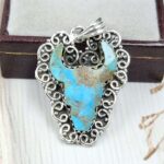 Bull Head Carved Mohave Turquoise 925 Sterling Silver Pendant (RS113-383)