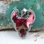 Bull Head Carved Red Rose Dahlia 925 Sterling Silver Pendant (RS113-308)