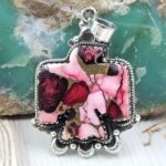 Eagled Carved Red Rose Dahlia 925 Sterling Silver Pendant (RS113-304)