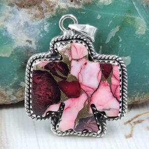 Eagled Carved Red Rose Dahlia 925 Sterling Silver Pendant (RS113-306)